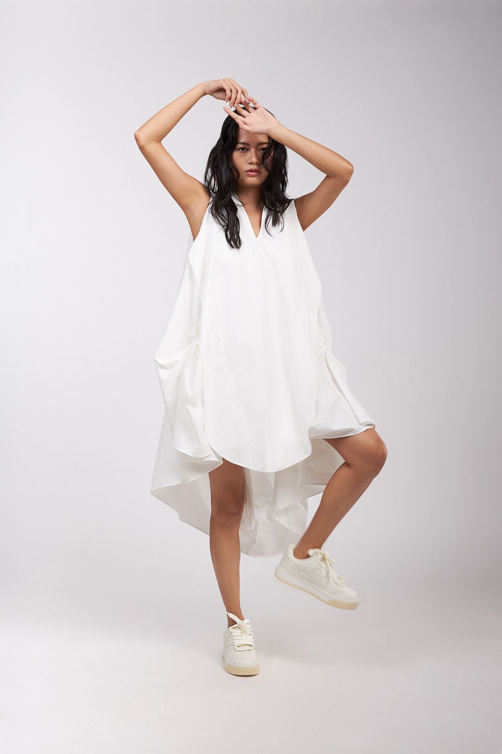 DRESS WITH SIDE AND BACK DRAPE