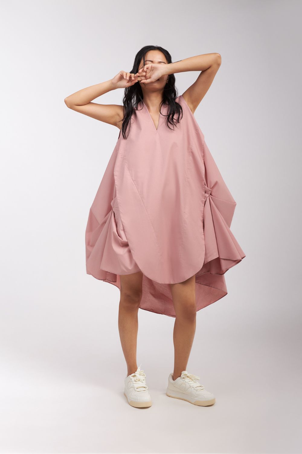 DRESS WITH SIDE AND BACK DRAPE