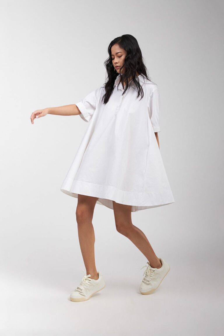 DRESS FLARE WITH FRONT PLACKET AND SIDE POCKETS