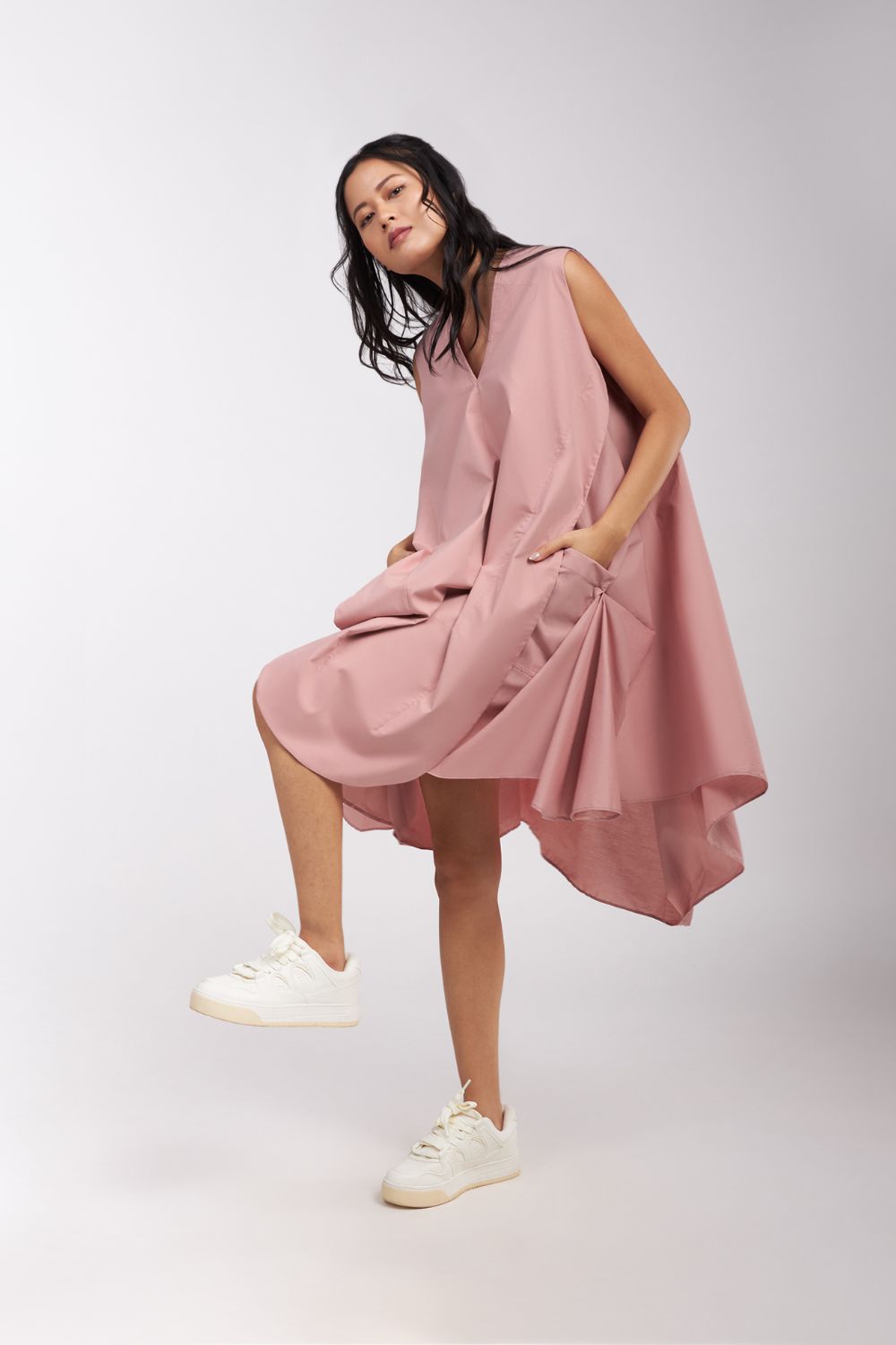 DRESS WITH SIDE AND BACK DRAPE