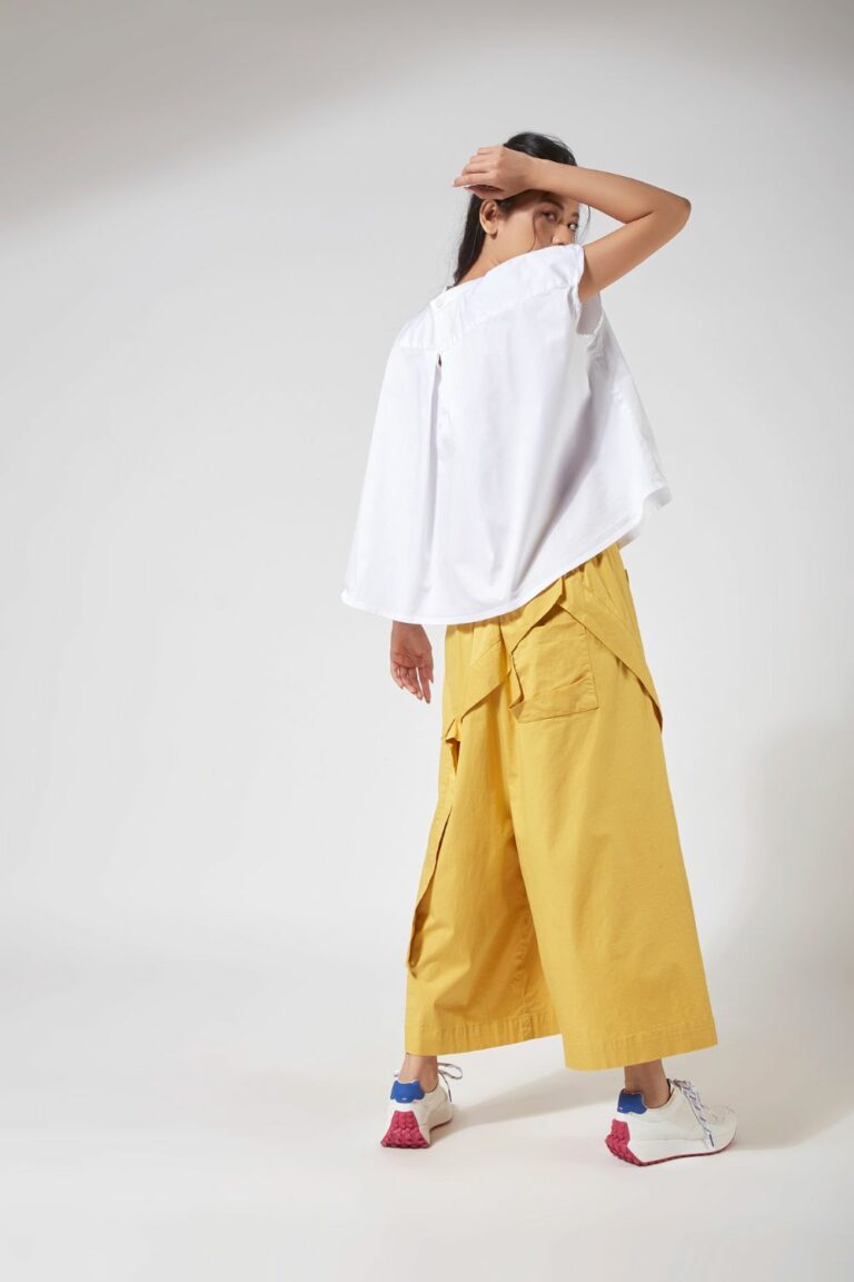 DROP CROTCH PANTS WITH SIDE PANEL DETAIL
