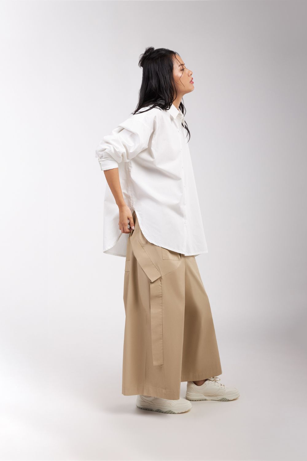 DROP CROTCH PANTS WITH POCKET AND PANEL DETAIL