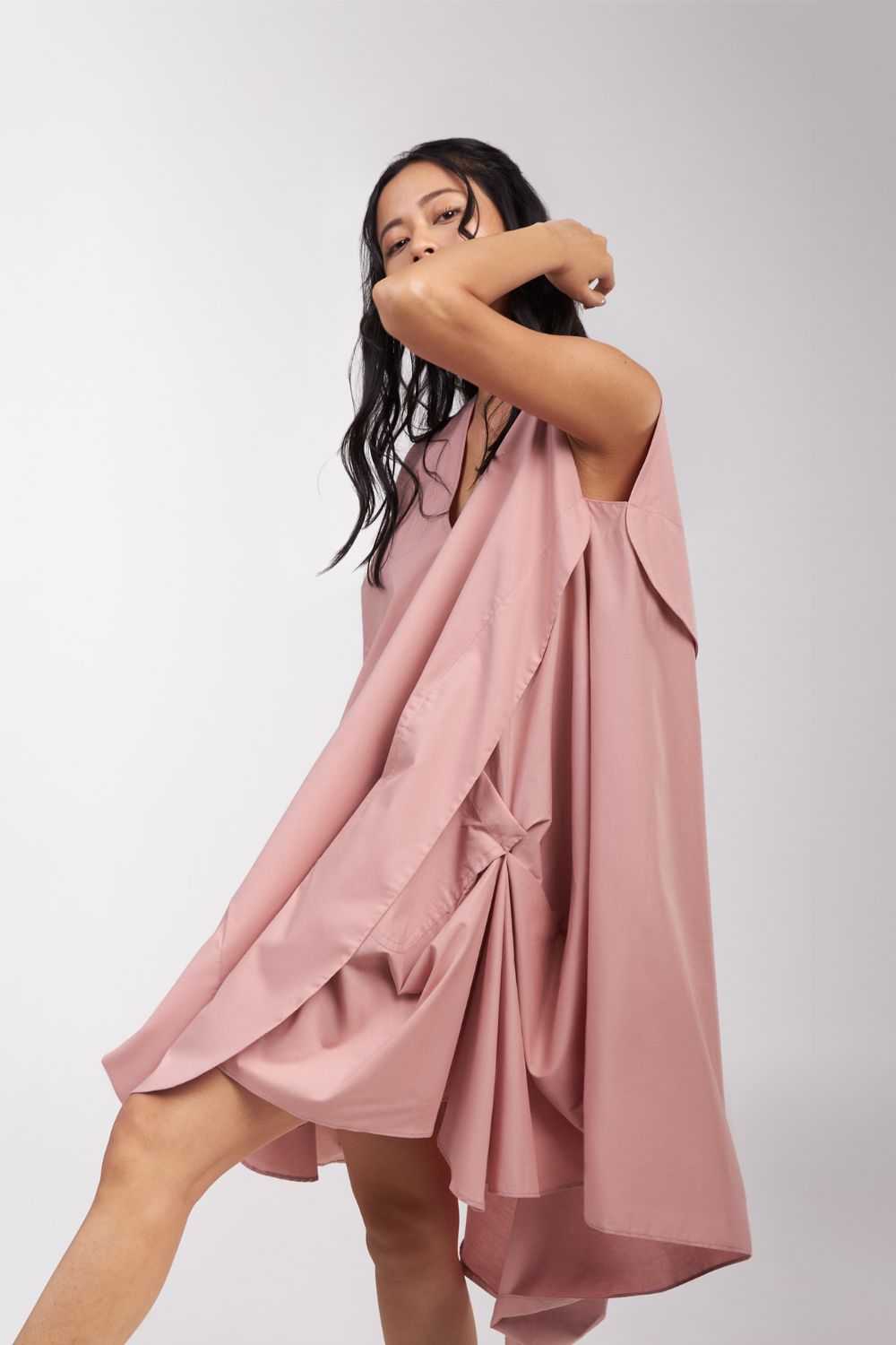 DRESS WITH SIDE AND BACK DRAPE