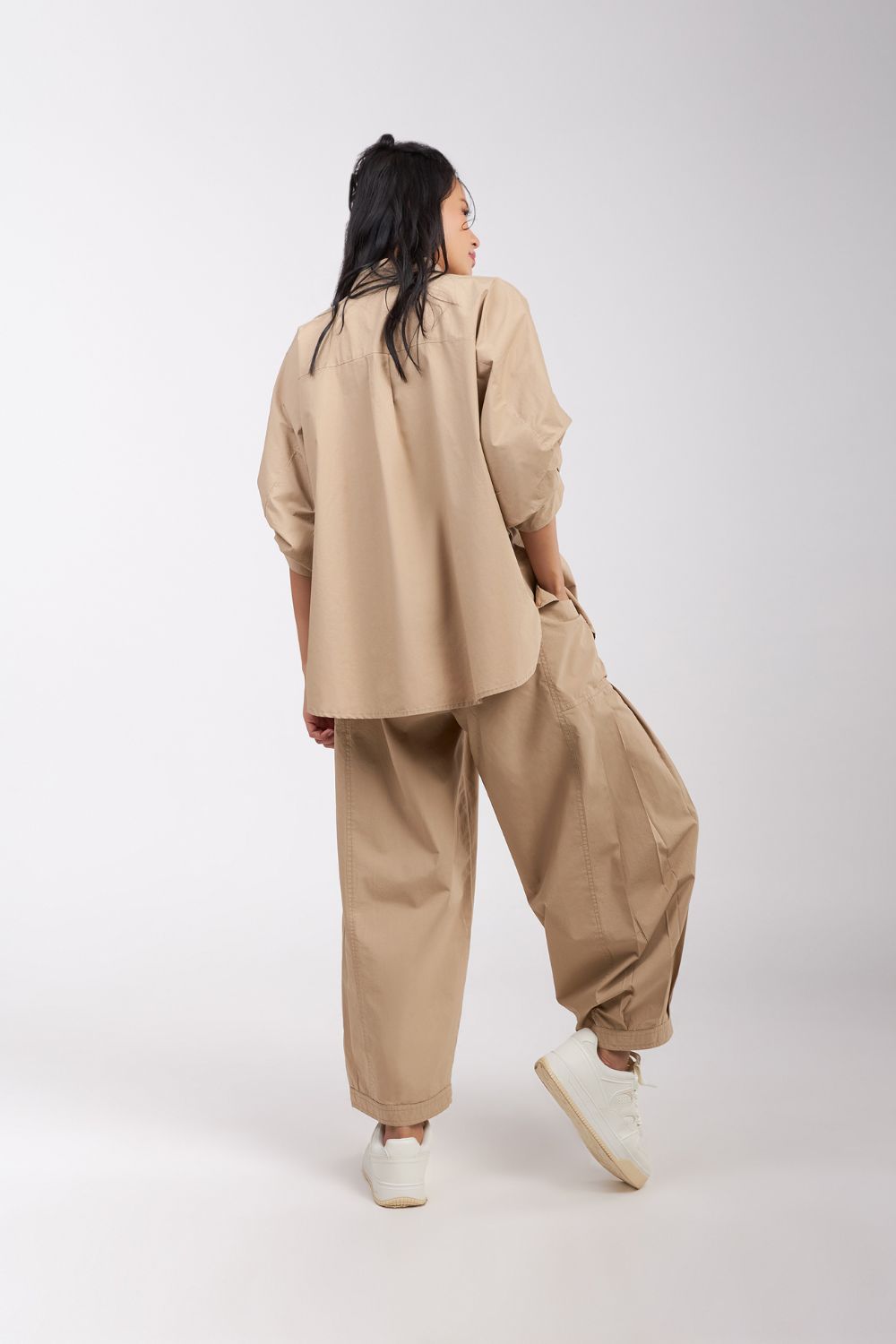 TOP WITH PLEATED FRONT AND PLACKET