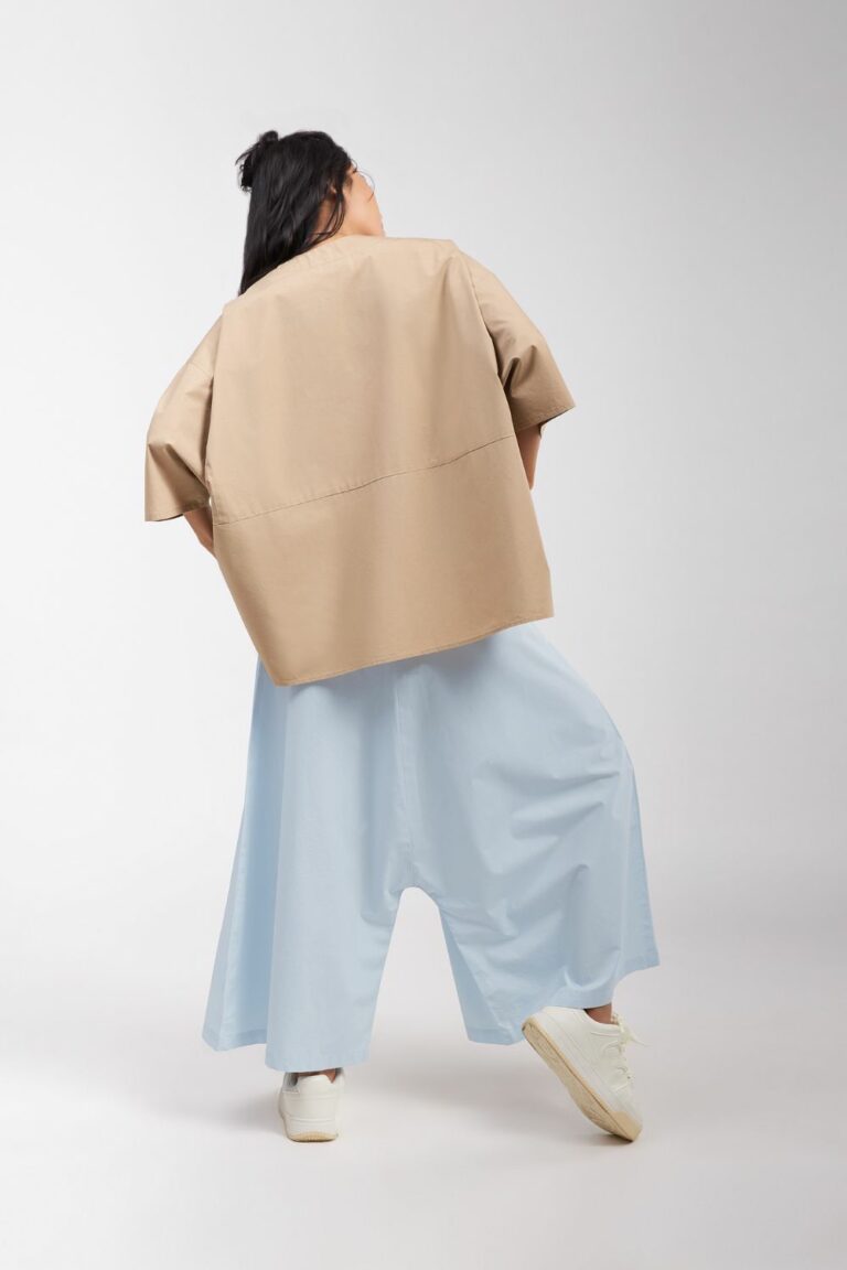 LOW CROTCH FLARE PANTS WITH PLEATS