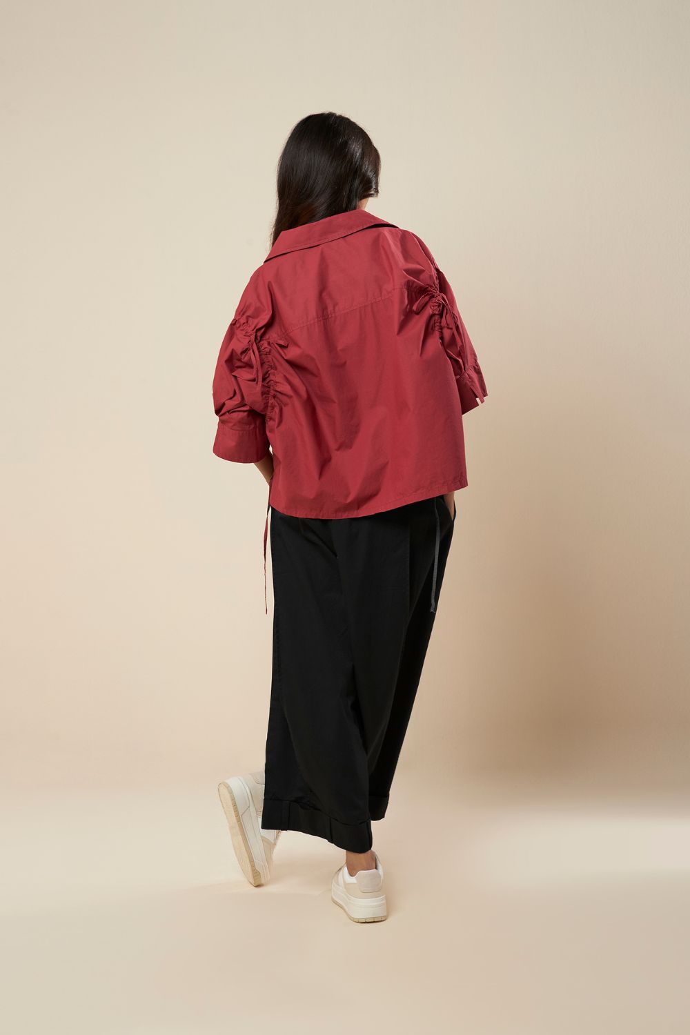 SHIRT WITH ROUCHE HEM ANDSLEEVE