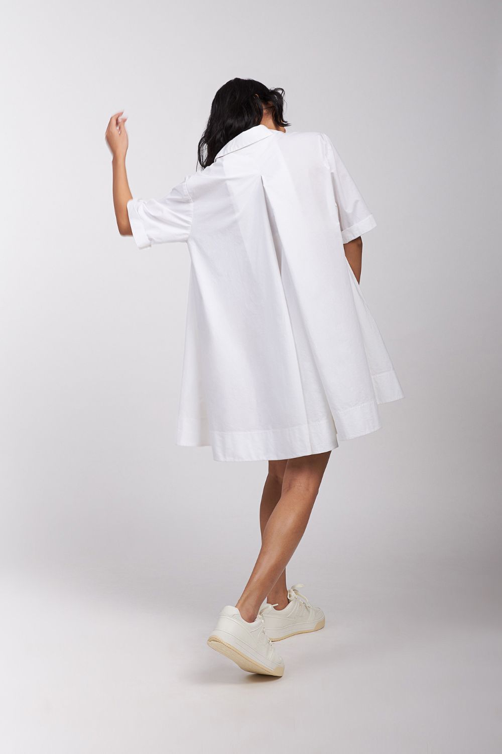 DRESS FLARE WITH FRONT PLACKET AND SIDE POCKETS