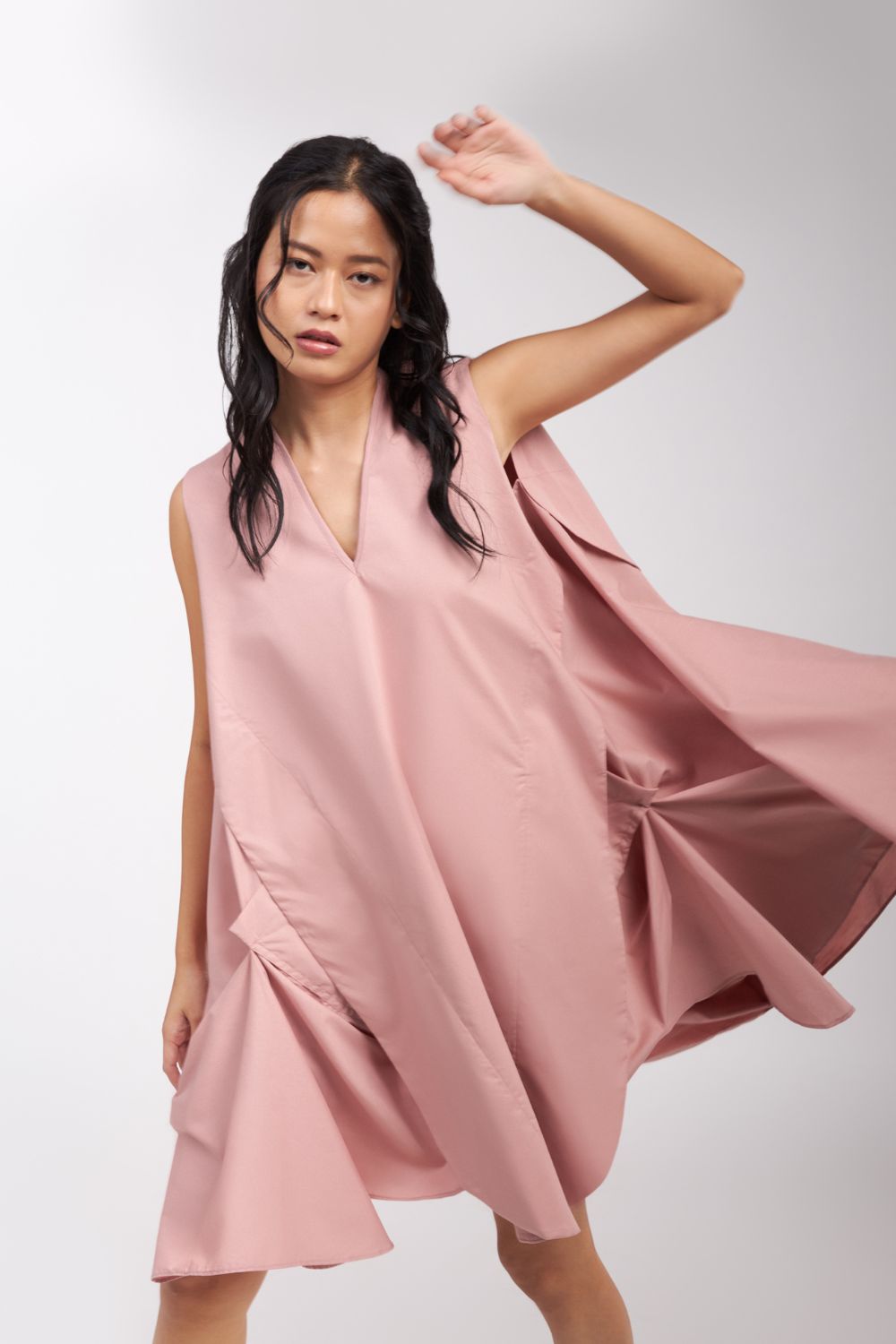 DRESS WITH SIDE AND BACK DRAPE