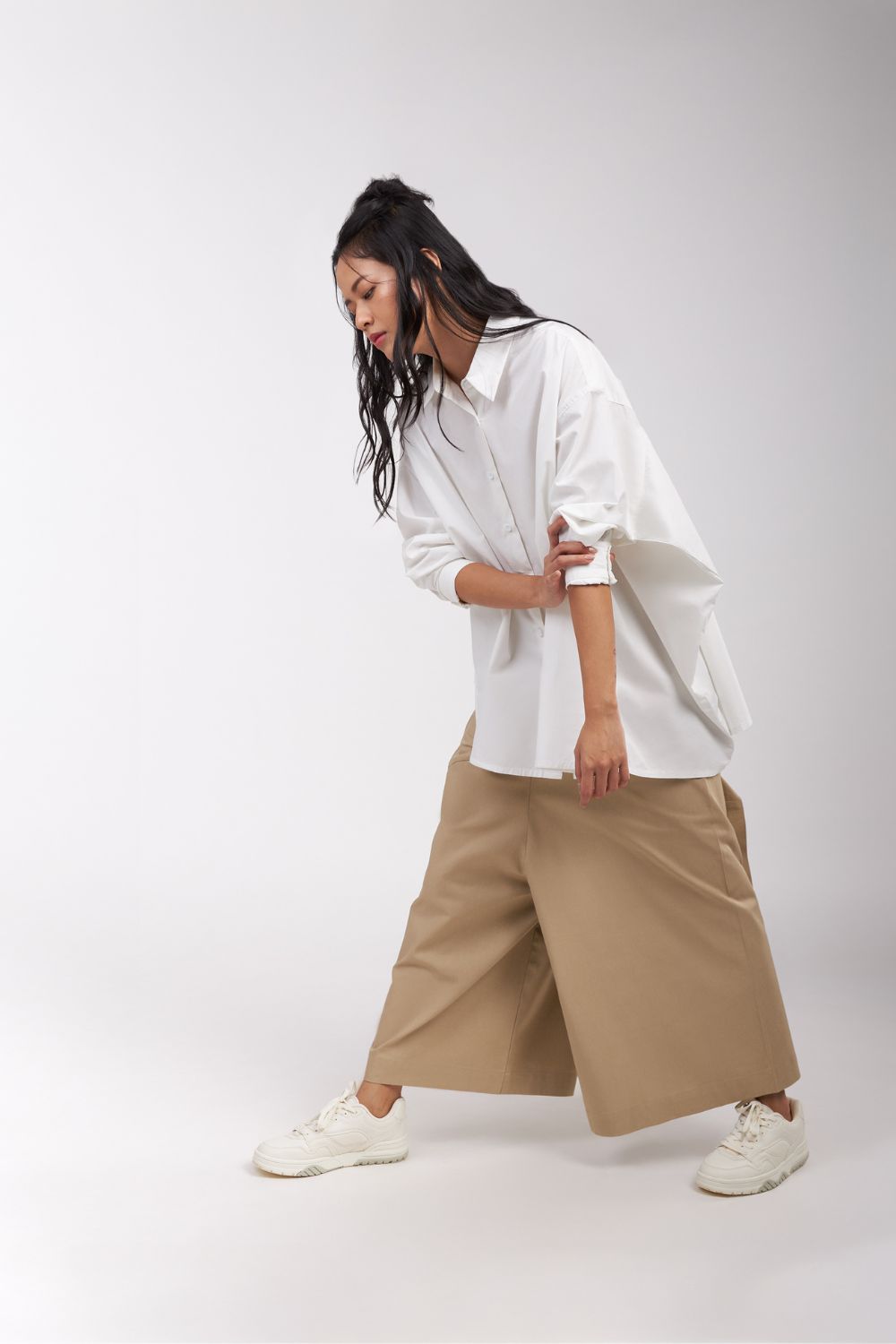 DROP CROTCH PANTS WITH POCKET AND PANEL DETAIL