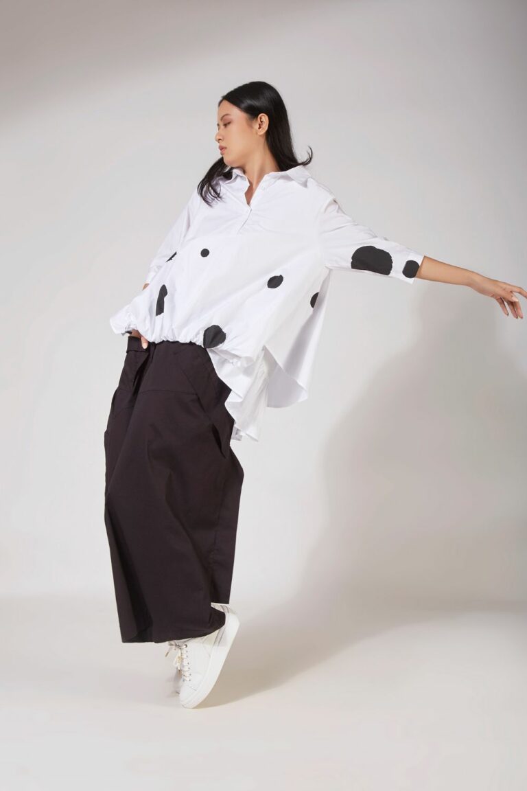 DROP CROTCH PANTS WITH SIDE PANEL DETAIL
