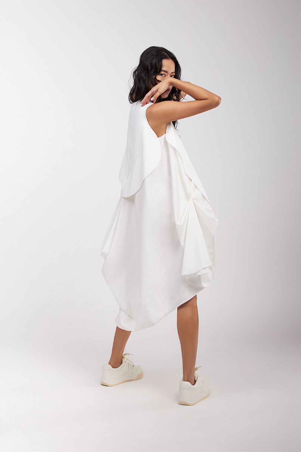 DRESS WITH SIDE AND BACK DRAPE