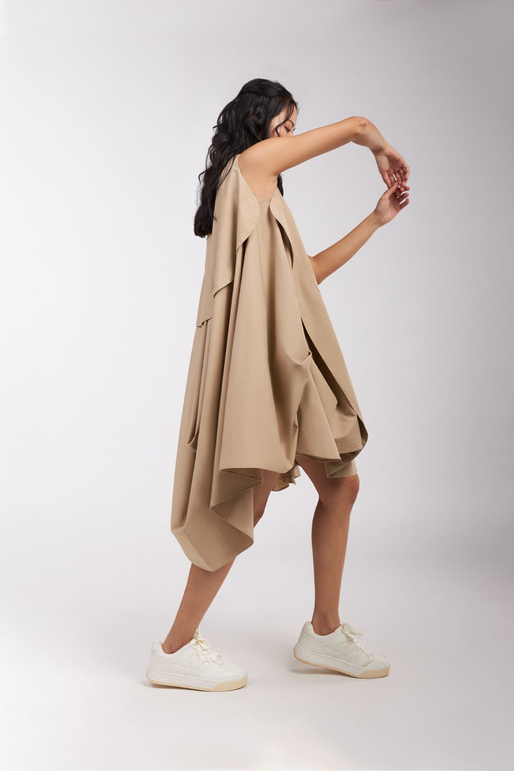 DRESS WITH SIDE AND BACK DRAPE