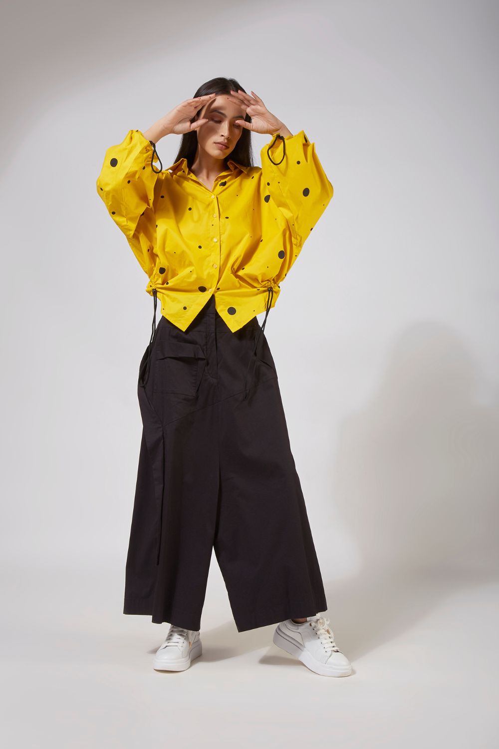 DROP CROTCH PANTS WITH SIDE PANEL DETAIL