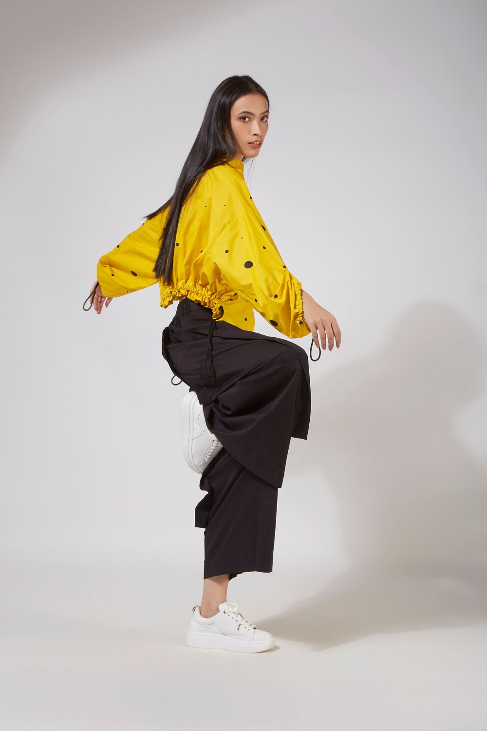 DROP CROTCH PANTS WITH SIDE PANEL DETAIL
