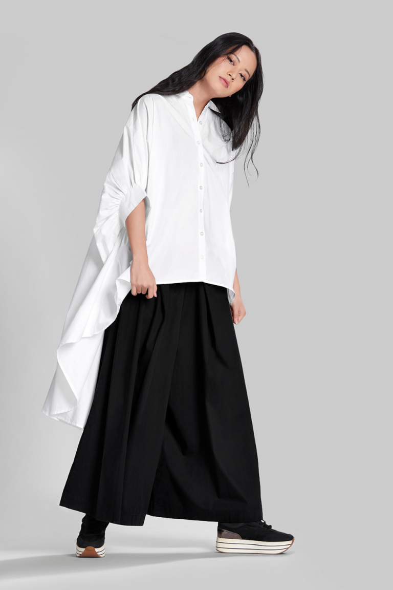 SHIRT WITH GATHERED SLEEVE