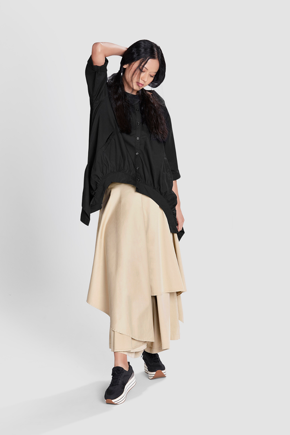 SHIRT WITH SIDE DRAPE