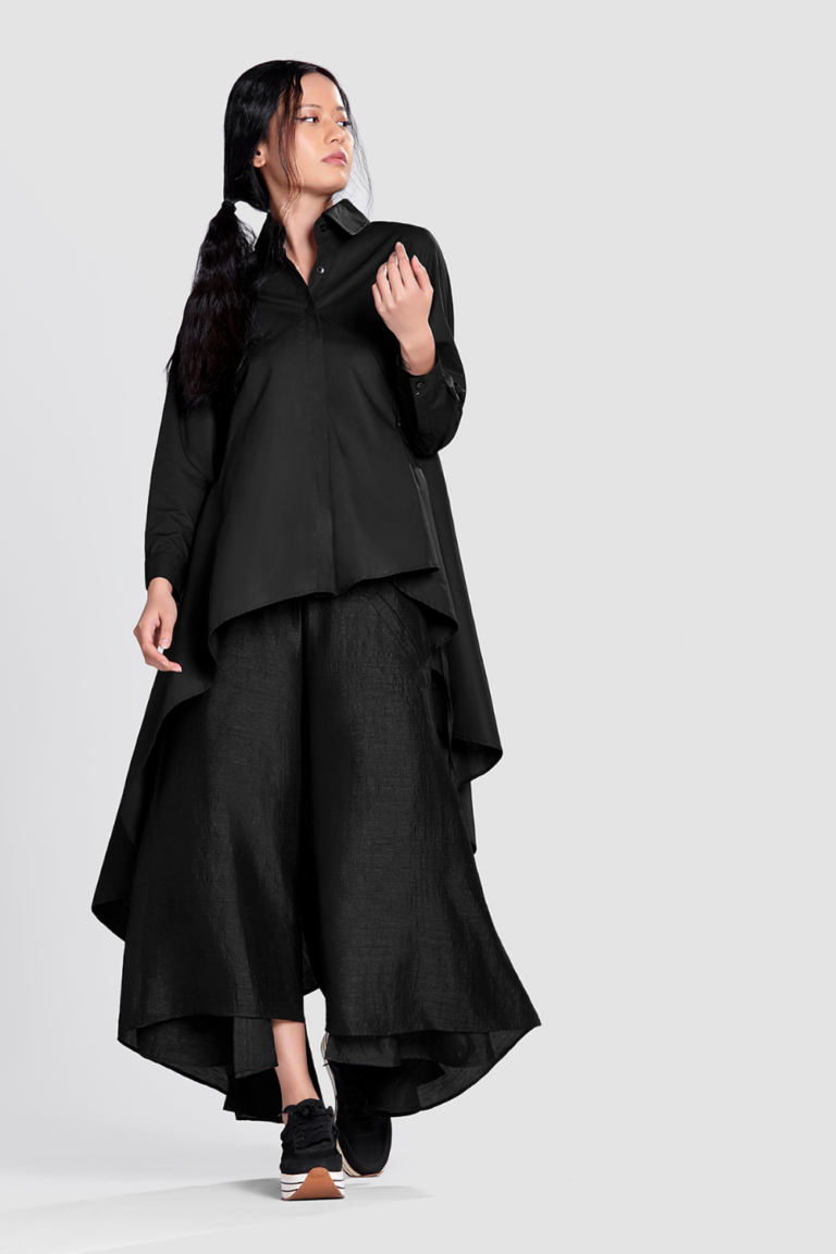 ASYMMETRICAL FLARE SHIRT