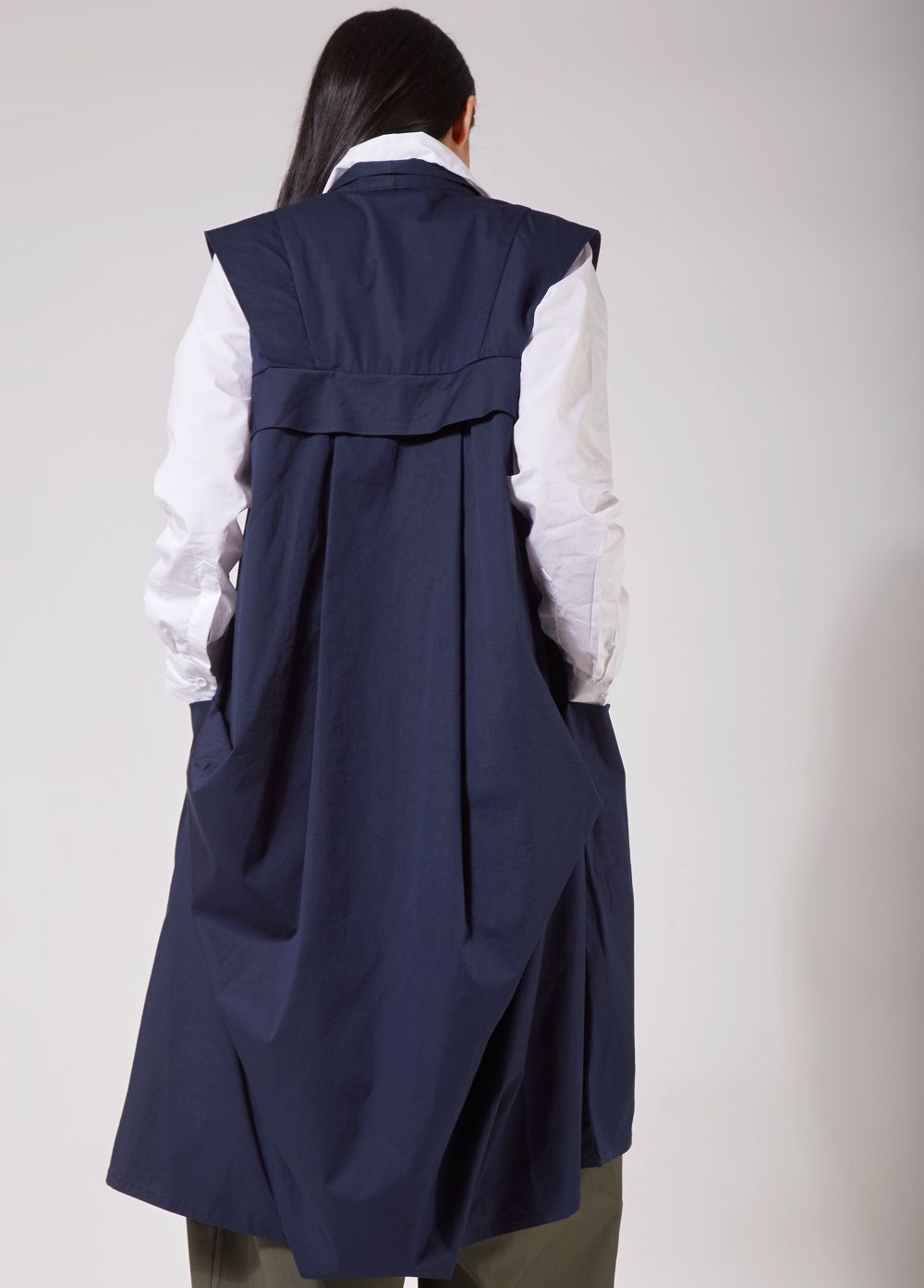 JACKET DRESS WITH FRONT TIE AND BACK DRAPE
