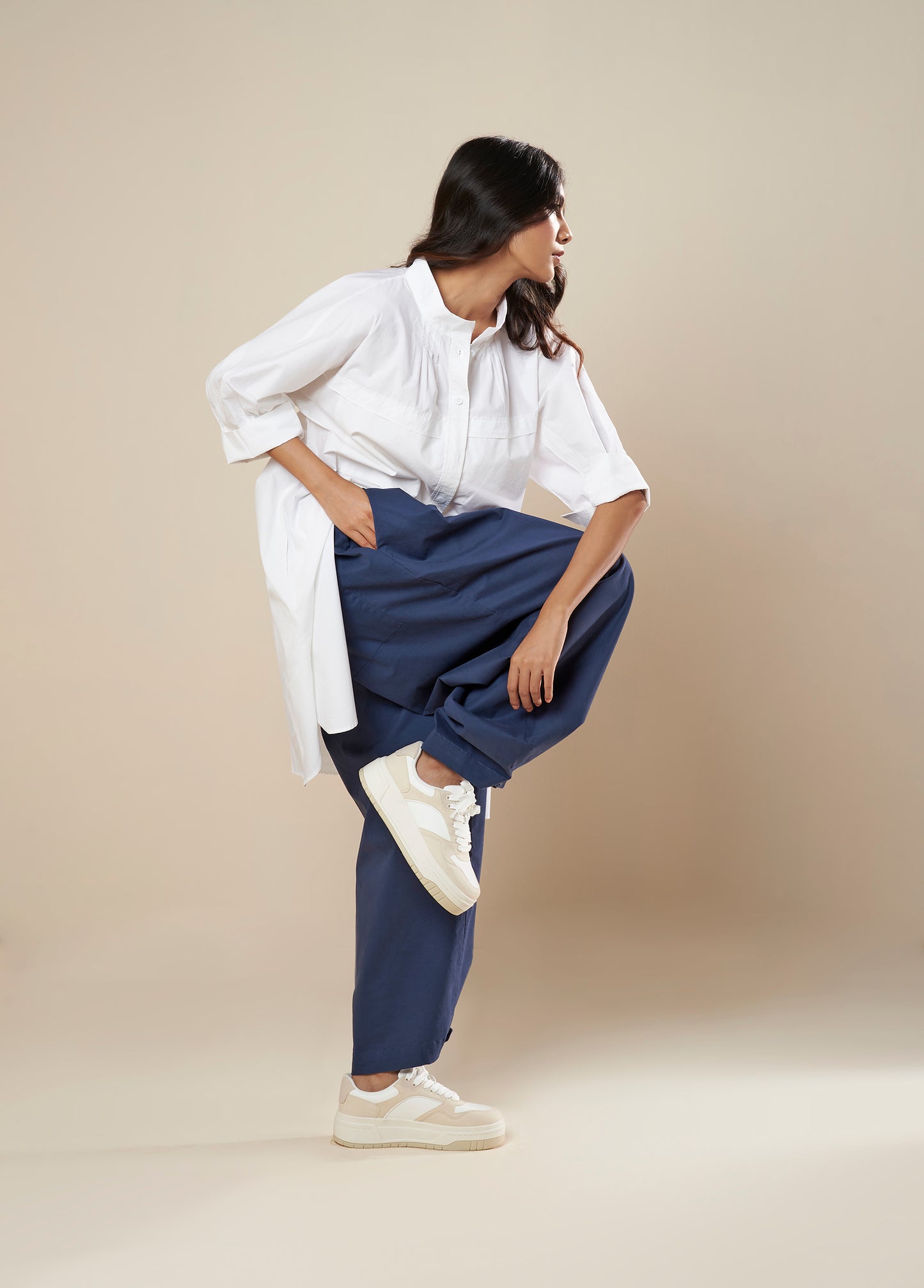 SHIRT DRESS WITH FRONT AND SLEEVE PANEL