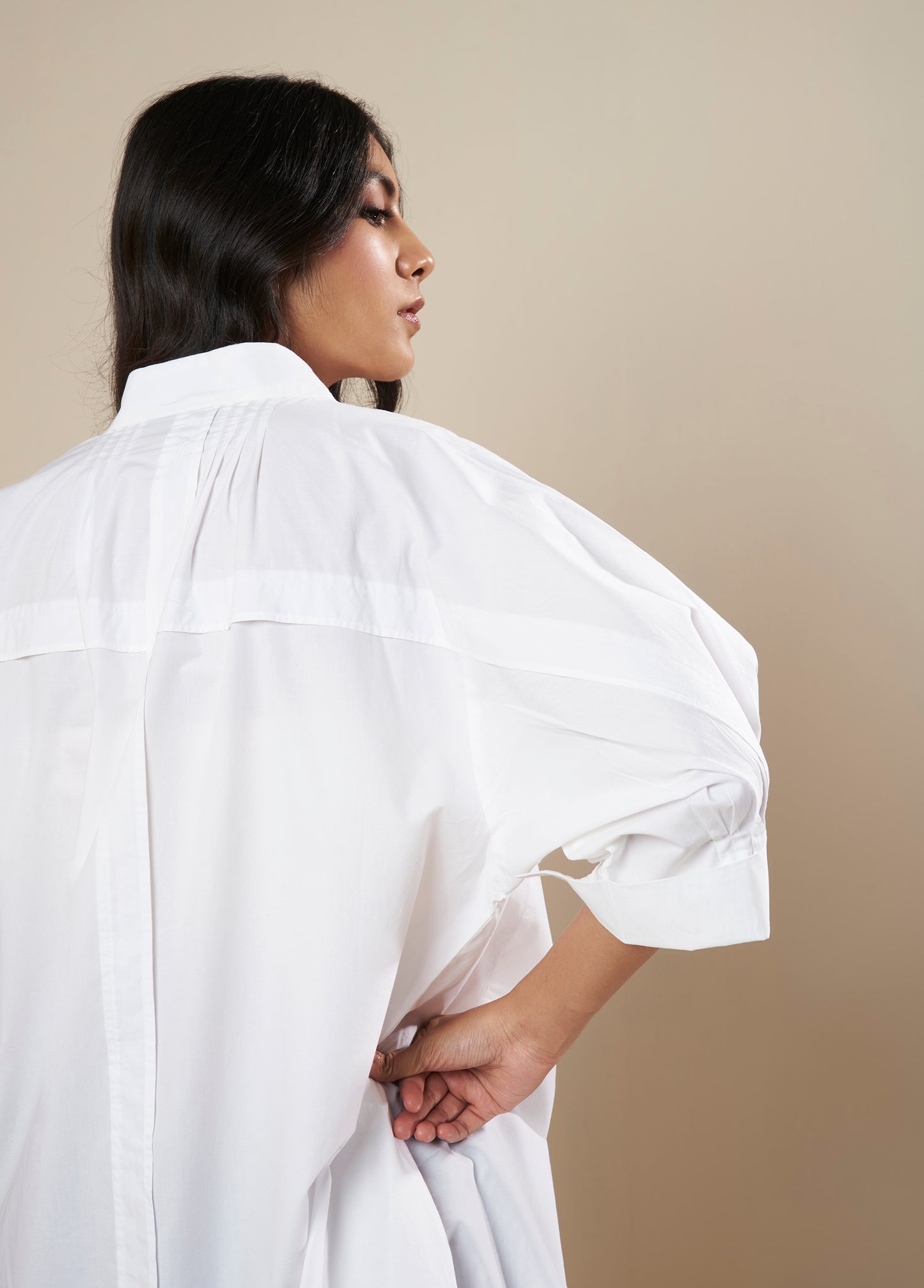 SHIRT DRESS WITH FRONT AND SLEEVE PANEL