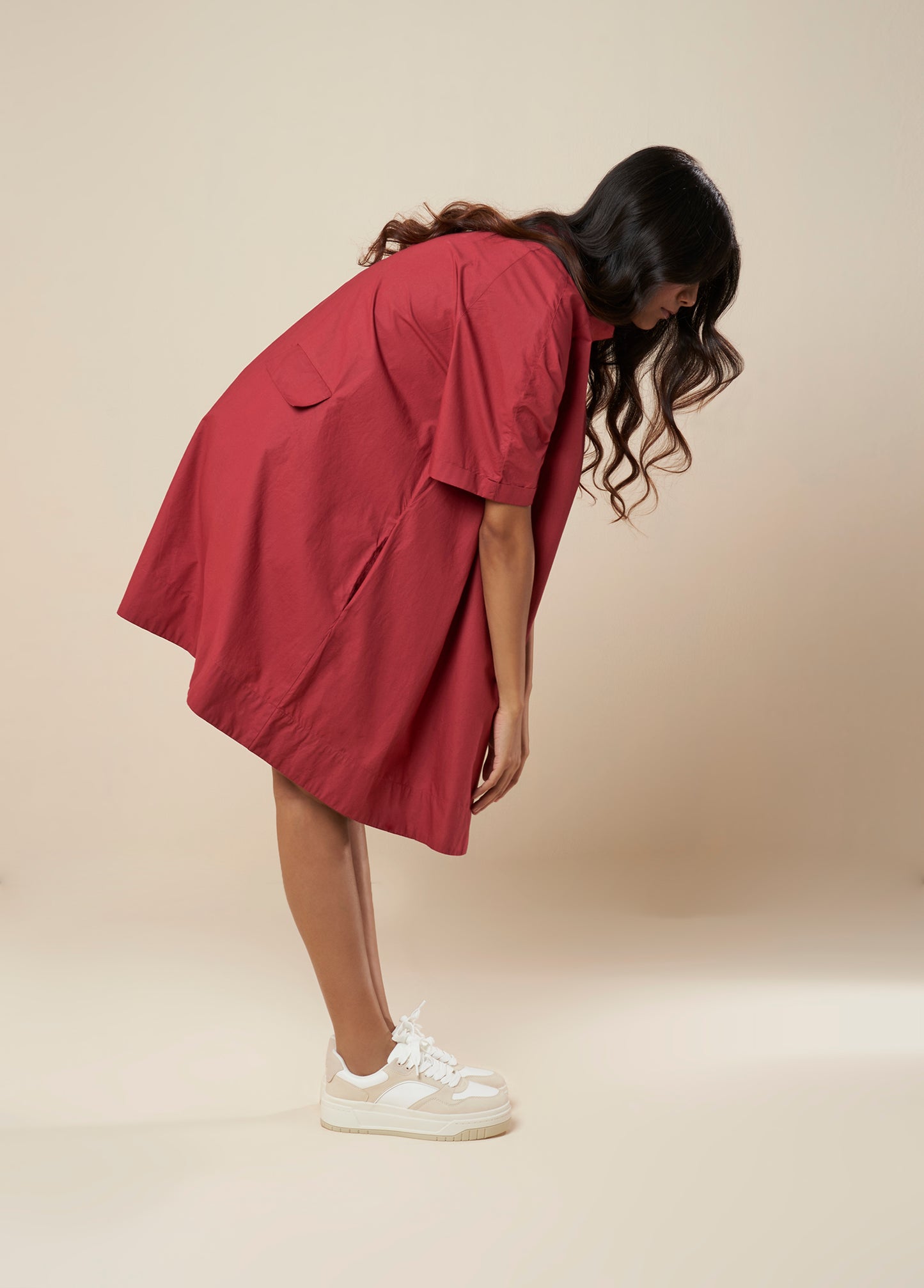 FLARE DRESS WITH ROLL OVER COLLAR