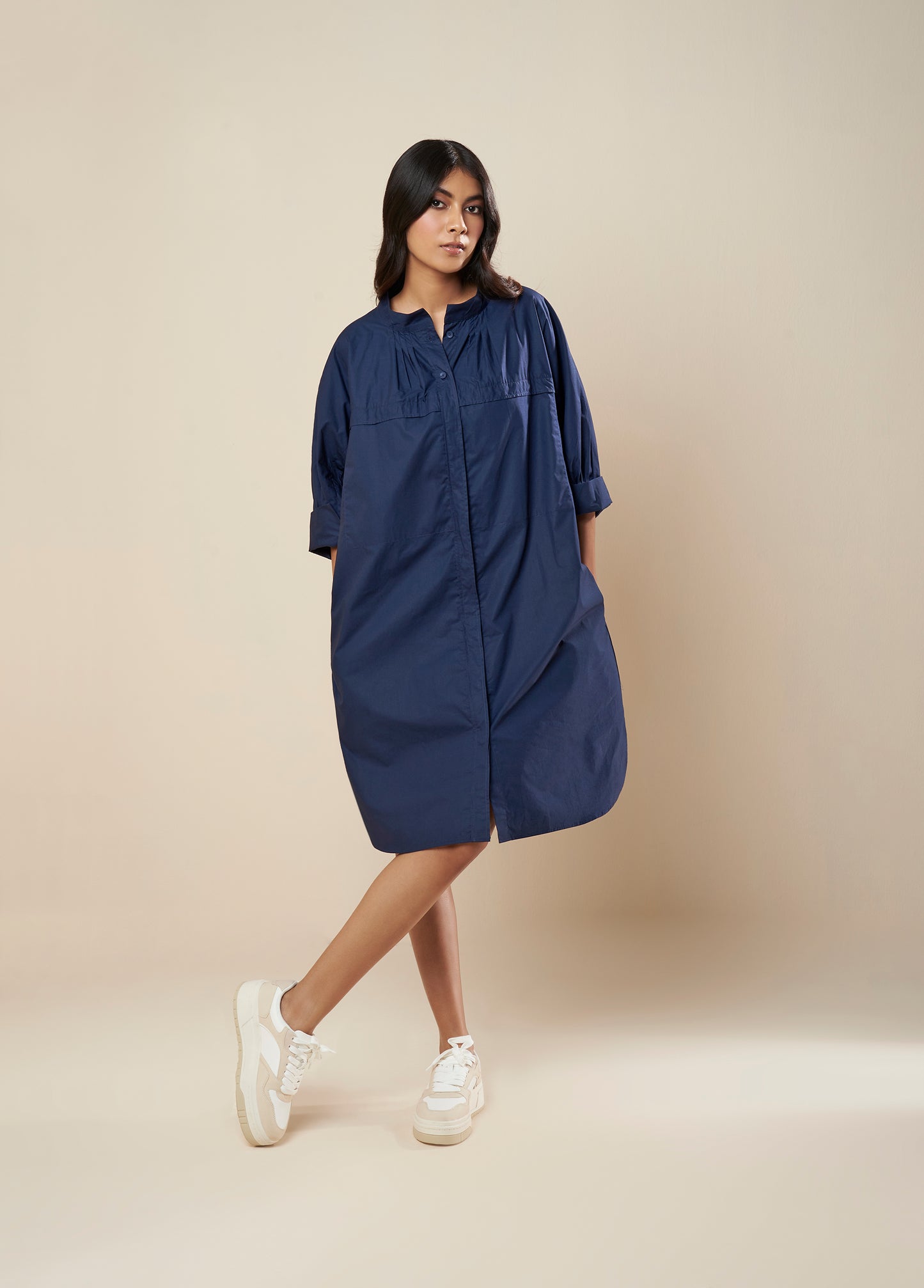SHIRT DRESS WITH FRONT AND SLEEVE PANEL
