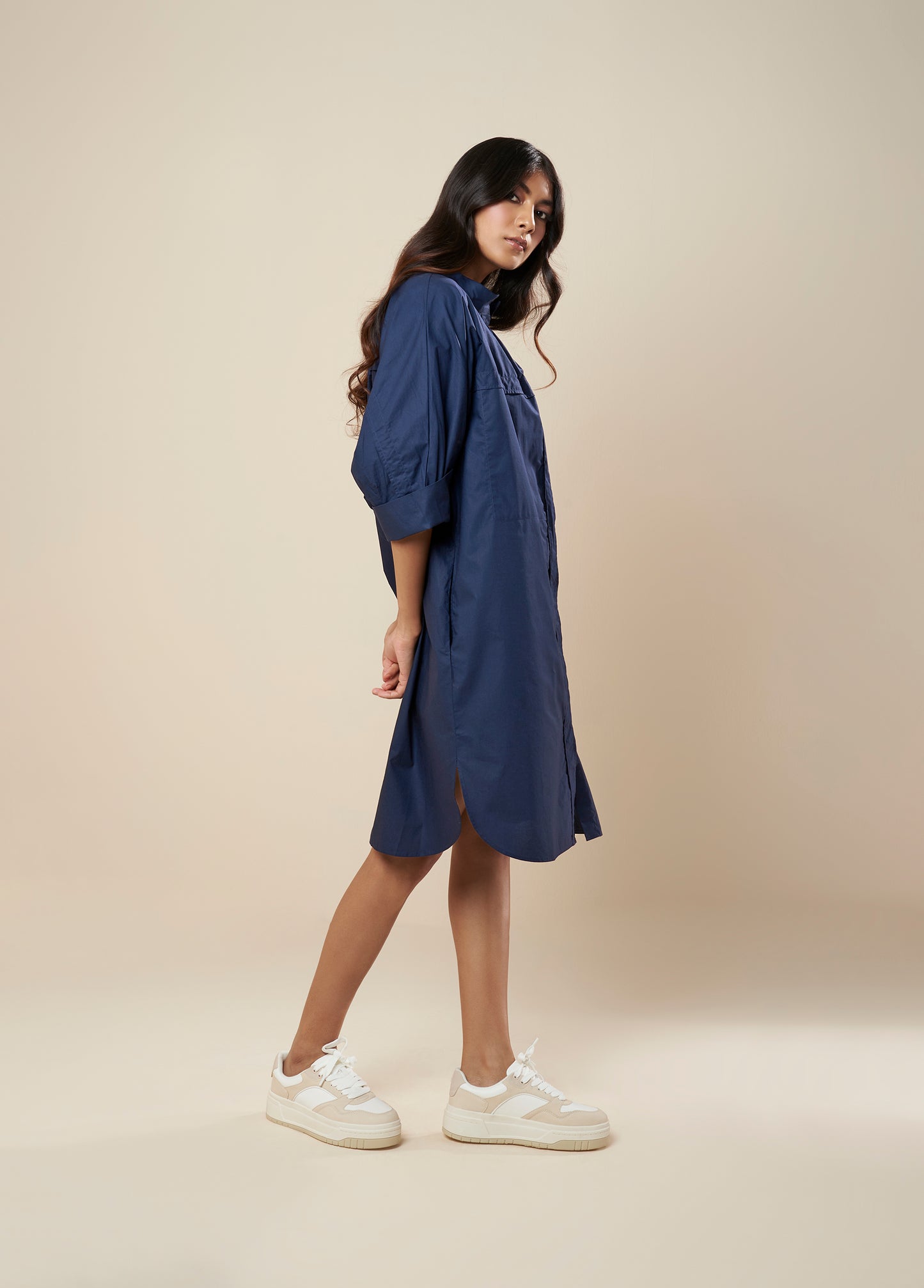 SHIRT DRESS WITH FRONT AND SLEEVE PANEL