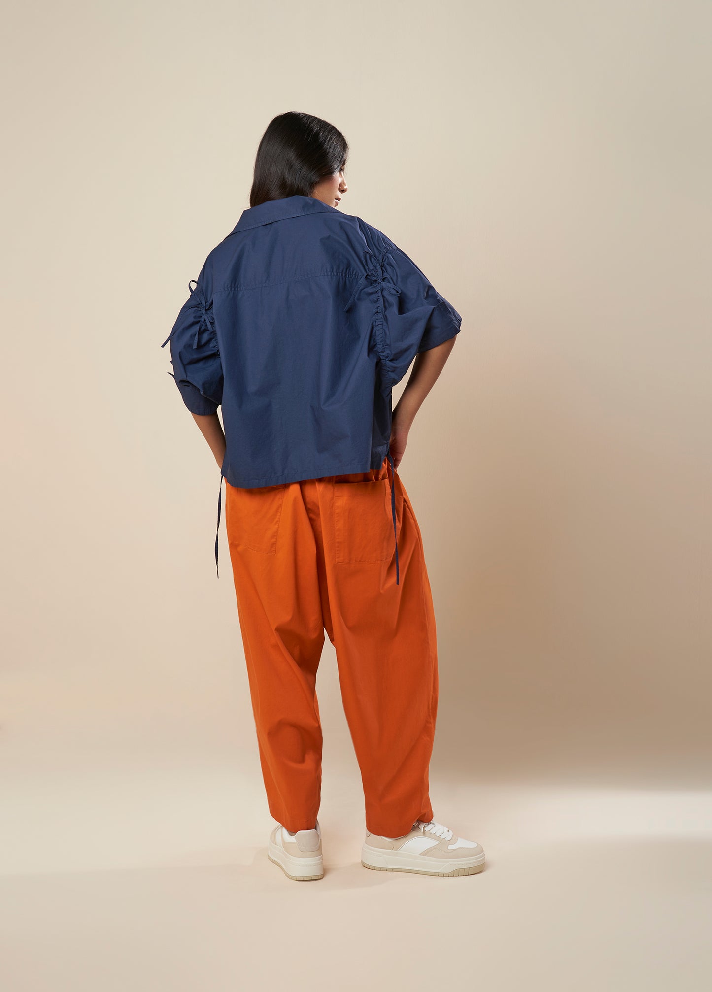 SHIRT WITH ROUCHE HEM ANDSLEEVE