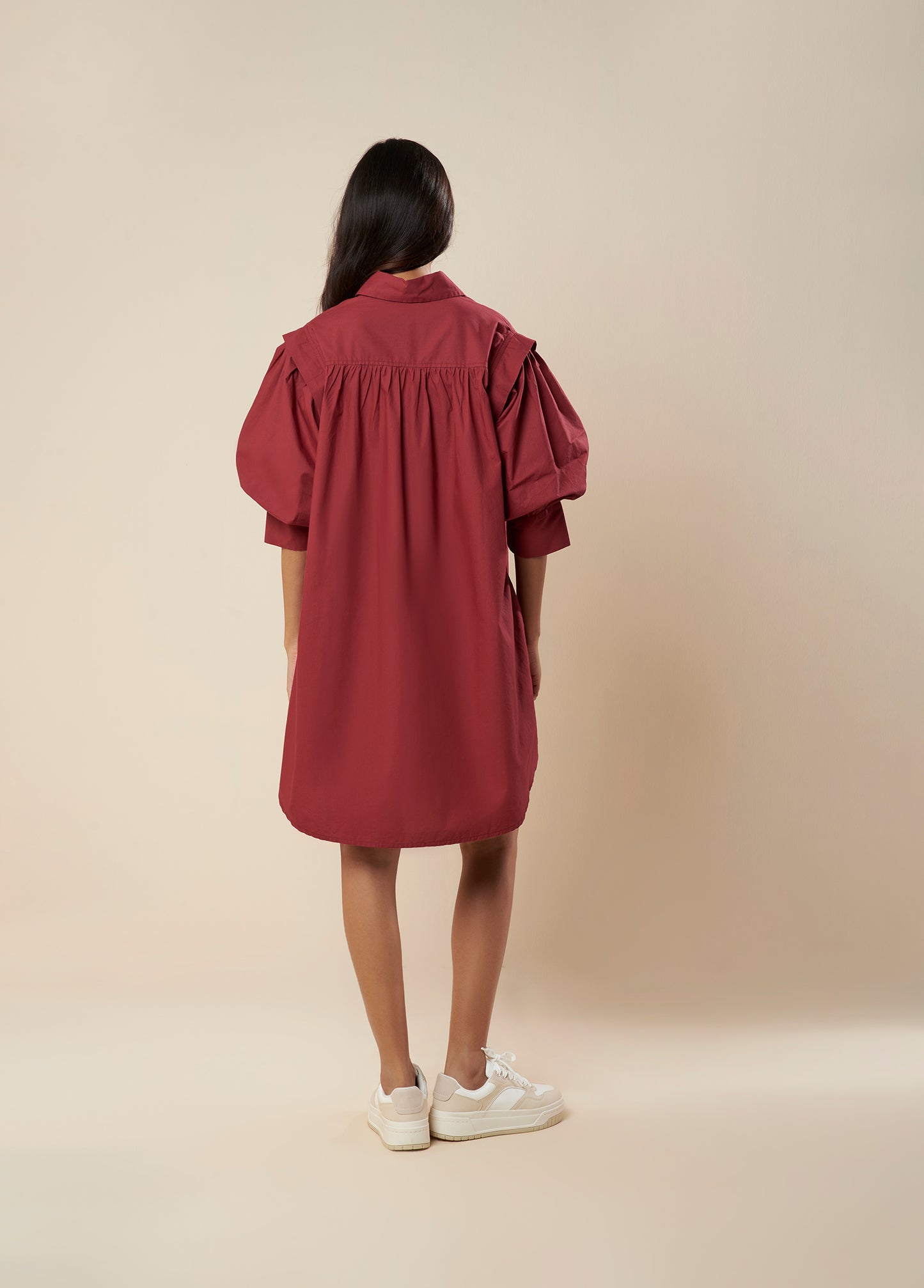 SHIRT DRESS WITH BALLOON SLEEVE
