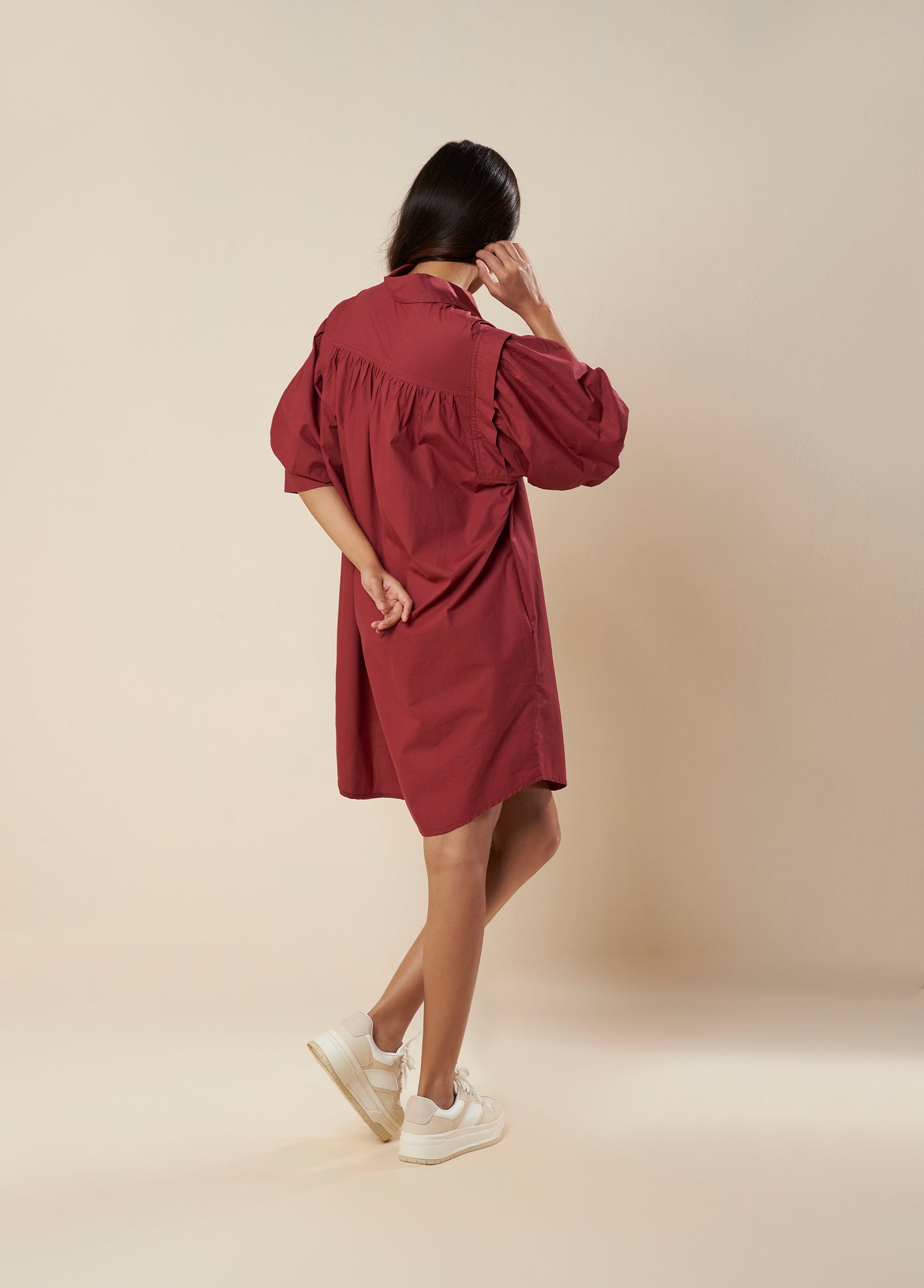 SHIRT DRESS WITH BALLOON SLEEVE