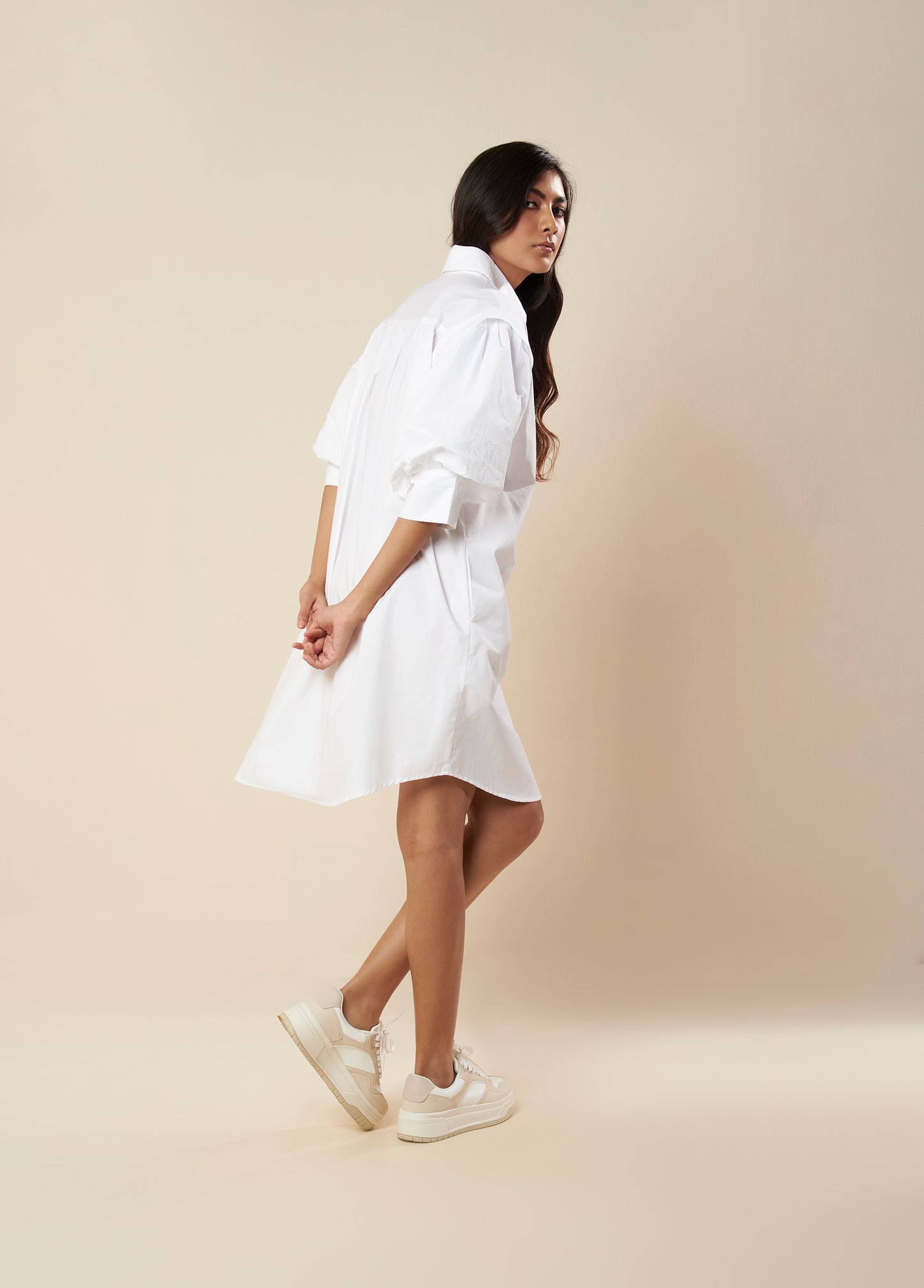 SHIRT DRESS WITH BALLOON SLEEVE