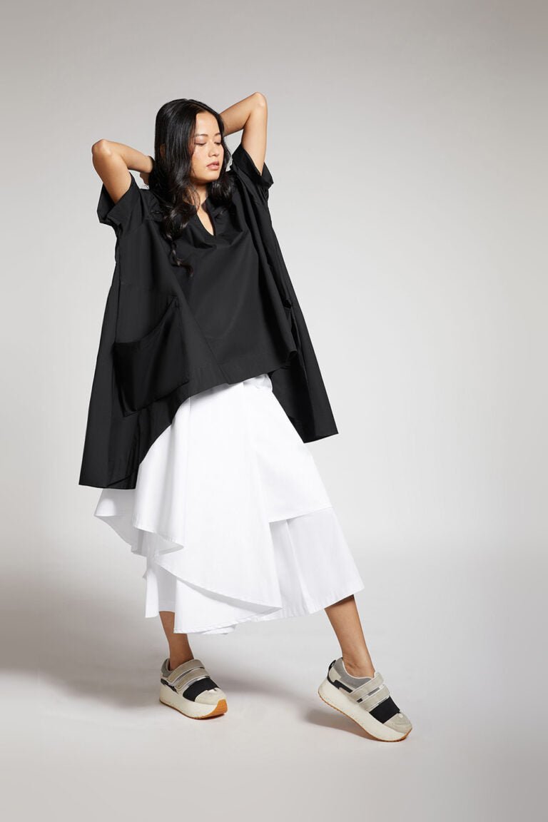 HIGH-LOW TOP WITH SIDE POCKETS