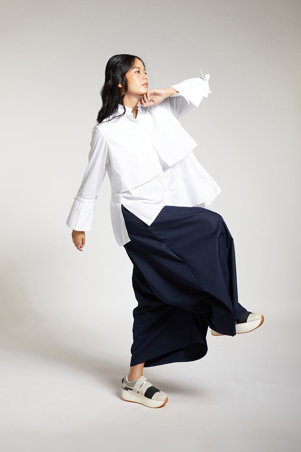 LAYERED SHIRT WITH PLEATED BACK DETAIL