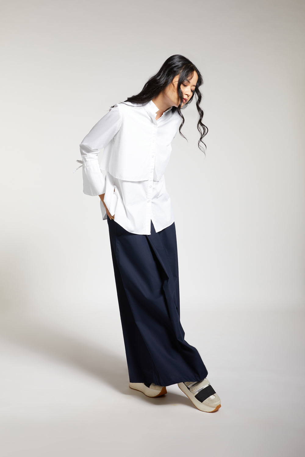 LAYERED SHIRT WITH PLEATED BACK DETAIL