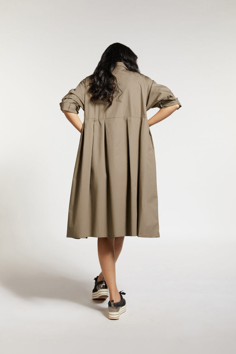 SHIRT DRESS WITH FRONT PLEAT PANEL
