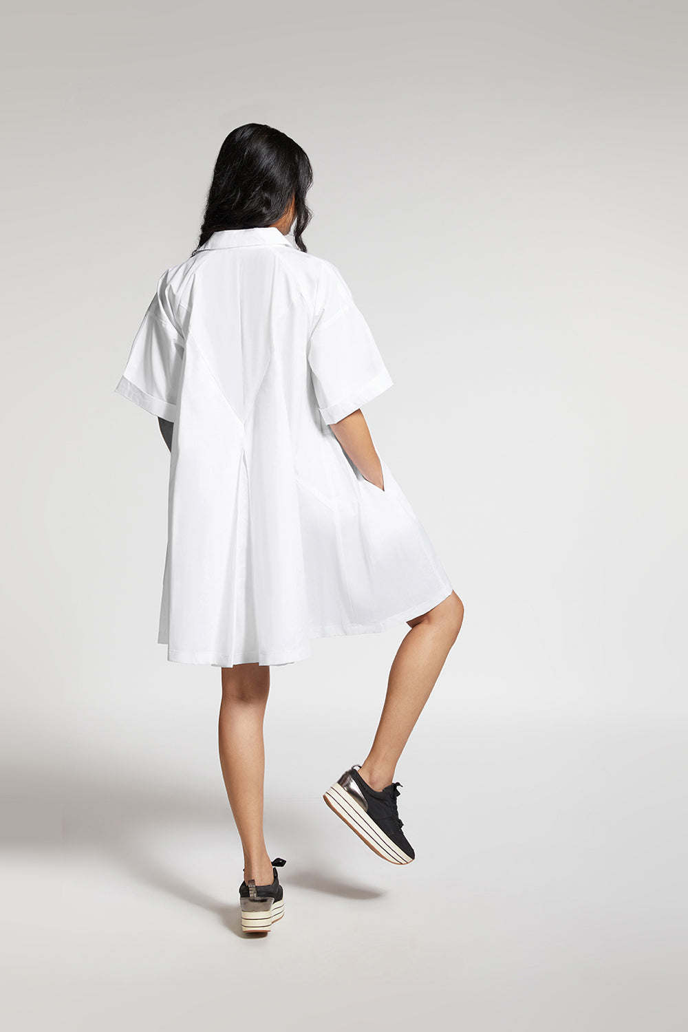 FLARE DRESS WITH BACK PLEAT DETAIL
