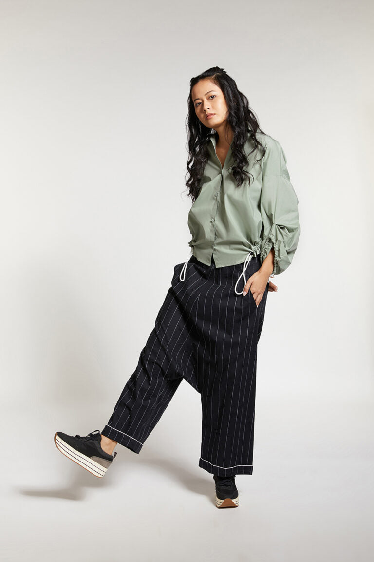 ROUCHED HEM AND SLEEVE SHIRT