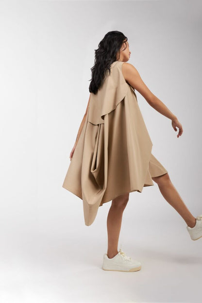 DRESS WITH SIDE AND BACK DRAPE