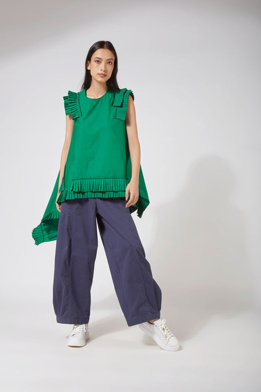 ASYMMETRICAL TOP WITH DECONSTRUCTED FRILL PANEL