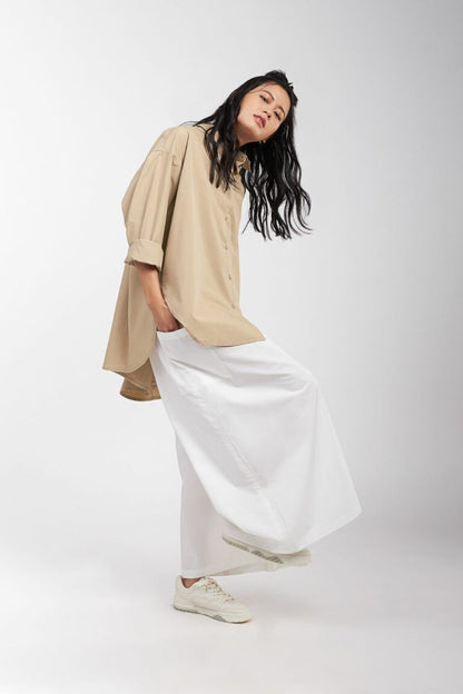SHIRT WITH ONE SIDED BACK PLEAT