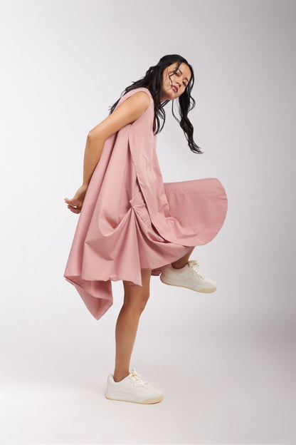 DRESS WITH SIDE AND BACK DRAPE