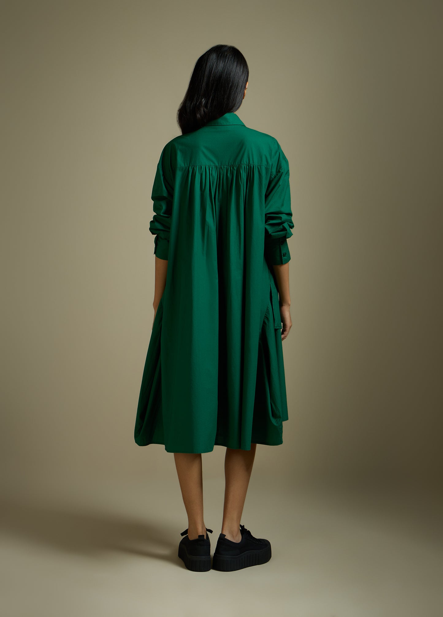 SHIRT-DRESS WITH LAYERED PANELS