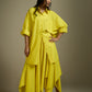 ASYMMETRICAL FLARE SKIRT WITH GATHERED TIE-UP LAYER