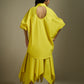 ASYMMETRICAL FLARE SKIRT WITH GATHERED TIE-UP LAYER