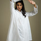 SHIRT-DRESS WITH PLEATED SIDE PANEL