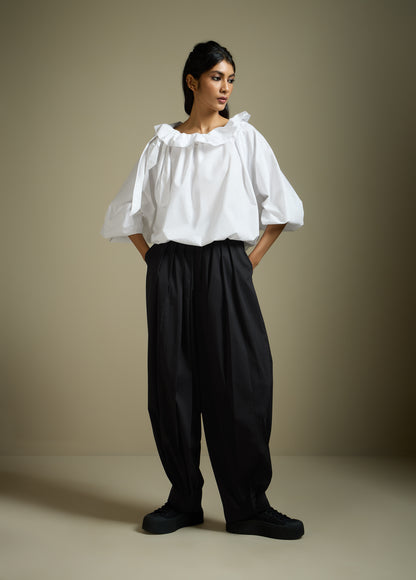 PLEATED PANTS WITH TAPERED HEM