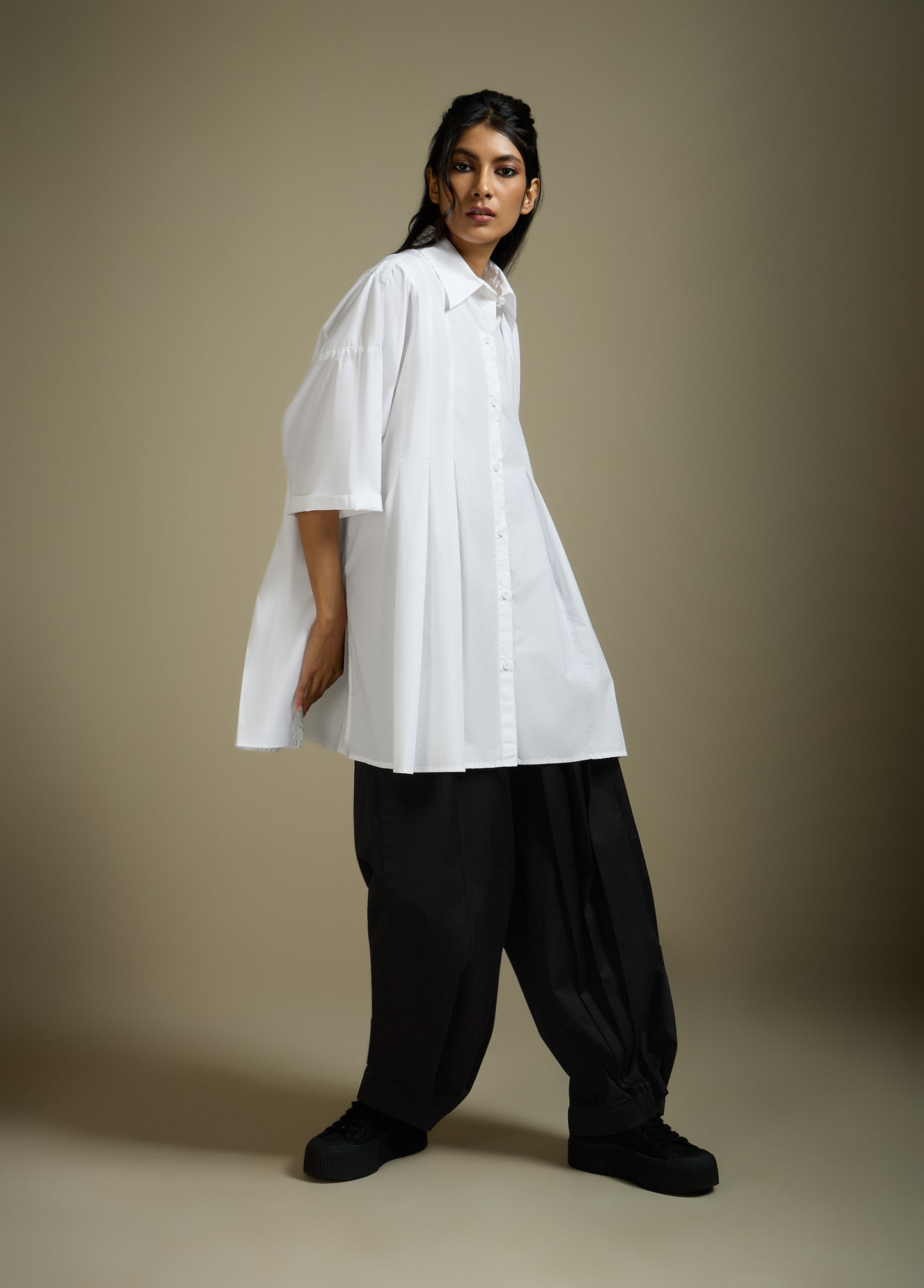 ANTI-FIT SHIRT WITH HEM PLEATS