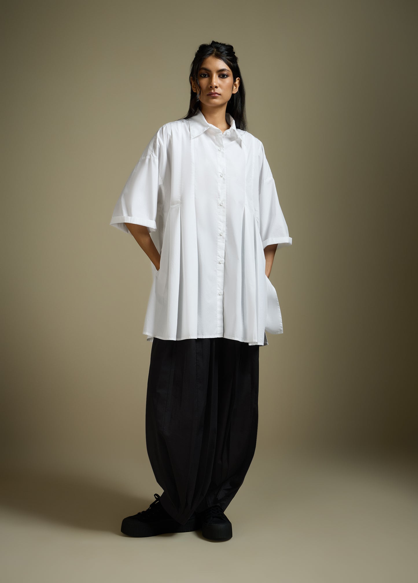 ANTI-FIT SHIRT WITH HEM PLEATS