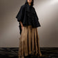 SHORT FRONT LONG BACK DRAPE JACKET WITH EMBROIDERED COLLAR