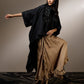 SHORT FRONT LONG BACK DRAPE JACKET WITH EMBROIDERED COLLAR